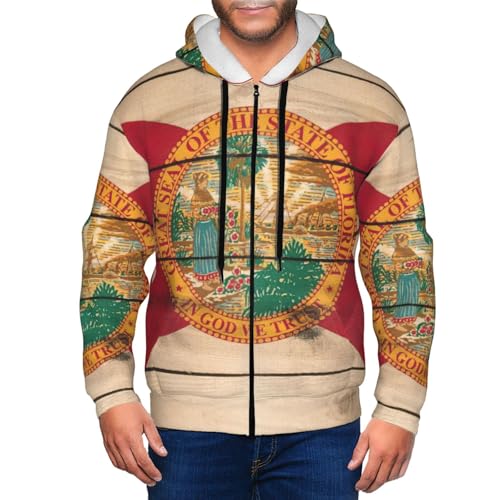 Sweat à capuche Floride zippé motif grain de bois original et doux