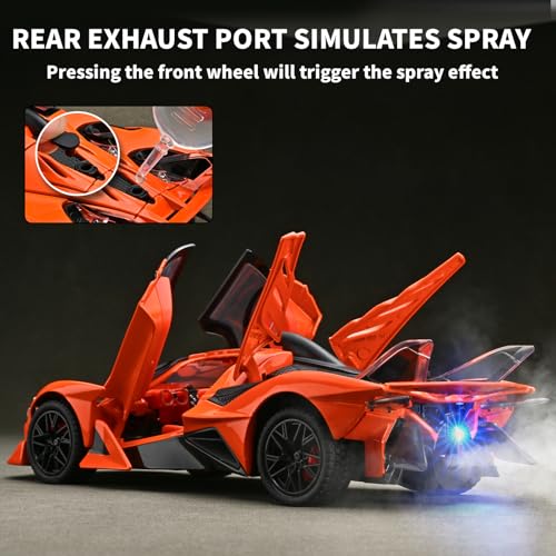RZAPE Auto de metal a escala 1:24 con luces y sonidos miniatura 5