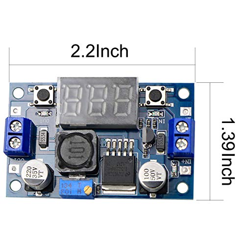 LM2596 Buck Converter DC Voltage Regulator Adjustable 4-40V to 1.5-35V 3A DC to DC Step Down Converter Power Supply Module with LED Display, Pack of 2 - Thumbnail 2