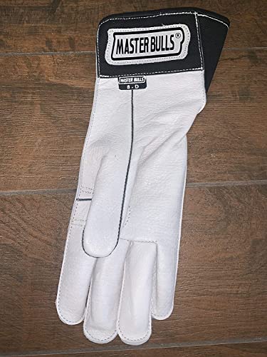 Ept Bull Ropes Bull Riding Glove Adult Left Hand Master Bulls White Leather Sz: 8.5 #TOP6