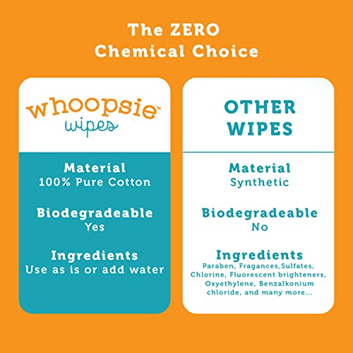 Whoopsie Wipes | Ultra-Soft - 100% Pure Cotton Dry Baby Wipes | Use Wet Or Dry | Soft & Sensitive | Hypoallergenic | Extra Strong & Absorbent | Perfect For Diaper Changes, Runny Noses, Drool, Meal Time & Nursing (6-Pack) #TOP4