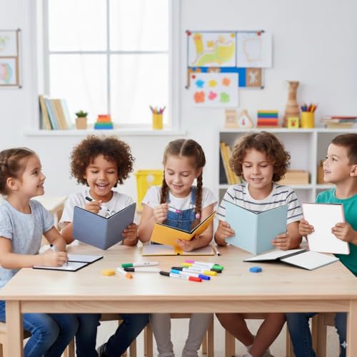 MandA® PIZARRA BLANCA pequeña | CUADERNO Pizarra PLEGABLE, BORRABLE y PORTÁTIL | Pizarra MAGNÉTICA | 2 x A5 + 11 Rotuladores + Borrador - Cuaderno de pizarra | INFANTIL| OFICINA | ESTUDIAR | Gris. - imagen 6