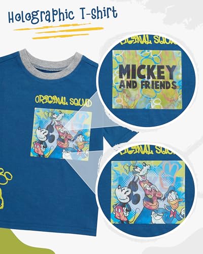 Image of Disney Boys T-shirt and Shorts Outfit Set - Holographic T-Shirt & Matching Shorts Set, Mickey Mouse & Toy Story