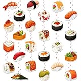 24 Pcs Sushi Hanging Swirls Sushi Ceiling Swirls Decorations Sushi Birthday Party Supplies for Japanese Sushi Birthday Baby Shower Decorations Sushi Party Decorations