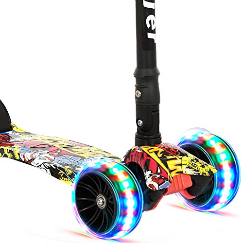 Scooter Kick Folding Kids Kick for 2-8 Year Old, Adjustable T-bar Extra Large Flashing Wheel Board, 80kg Load, Non-Electric Sale