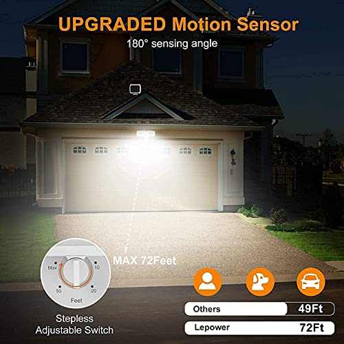 Lepower Solar Led Security Lights Outdoor, Adjustable Head Solar Motion Sensor Light, 5500K White Light, Ip65 Waterproof Solar Flood Light For Garage, Yard, Patio(White) #TOP6