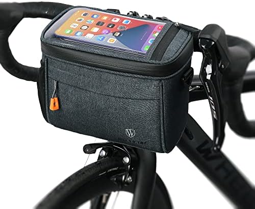 Vanolu Basket Water Resistant Bicycle Basket Front With Touch Screen Phone Holder For Men Women Road Bikes With Rain Cover And Adjustable Shoulder Straps