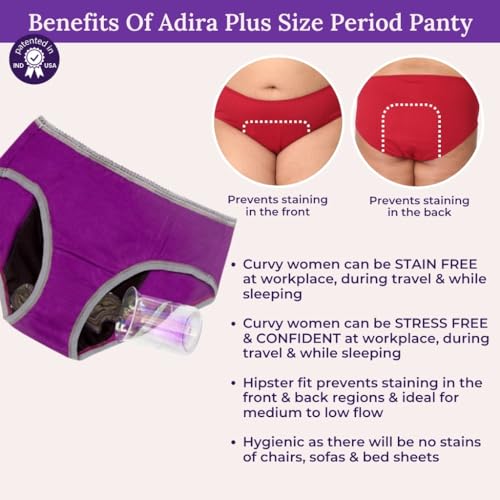 Image of Adira | Hipster Panties for Women | Period Panties for Women Leak Proof & Breathable | Hipster Fit for Medium Flow | Use with Pad for Non Icky Feeling | Patented Design | Pack of 2