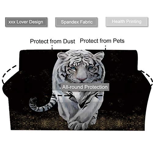 Sleepwish Forest Animals Stretch Sofa Slipcovers, 3 Cushion Couch, Loveseat Or Arm Chair Slipcover Furniture Cover Cushion Sofa Slipcover With 2 Free Couch Pillow Covers(Xl Sofa, White Tiger) #TOP4