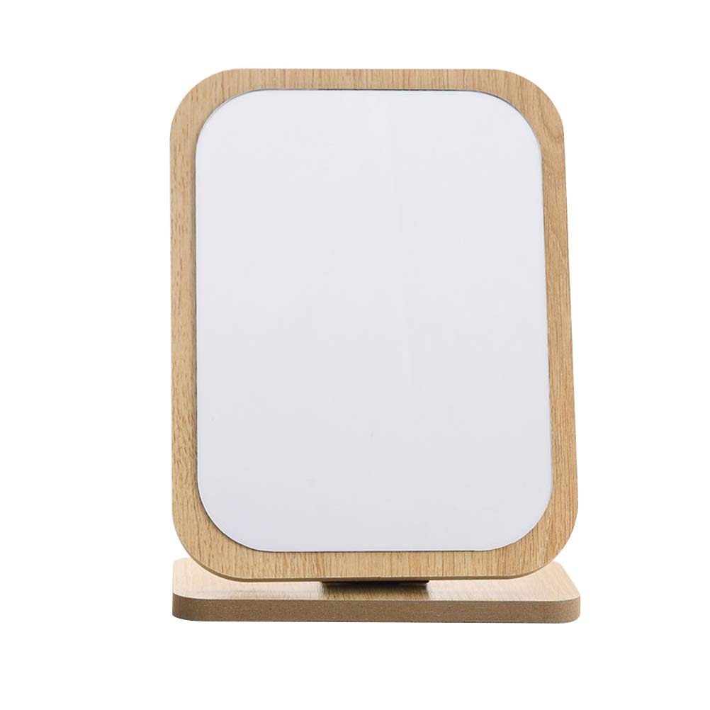 Espejo de maquillaje retro de madera fina y diseño vintage beige para tocador