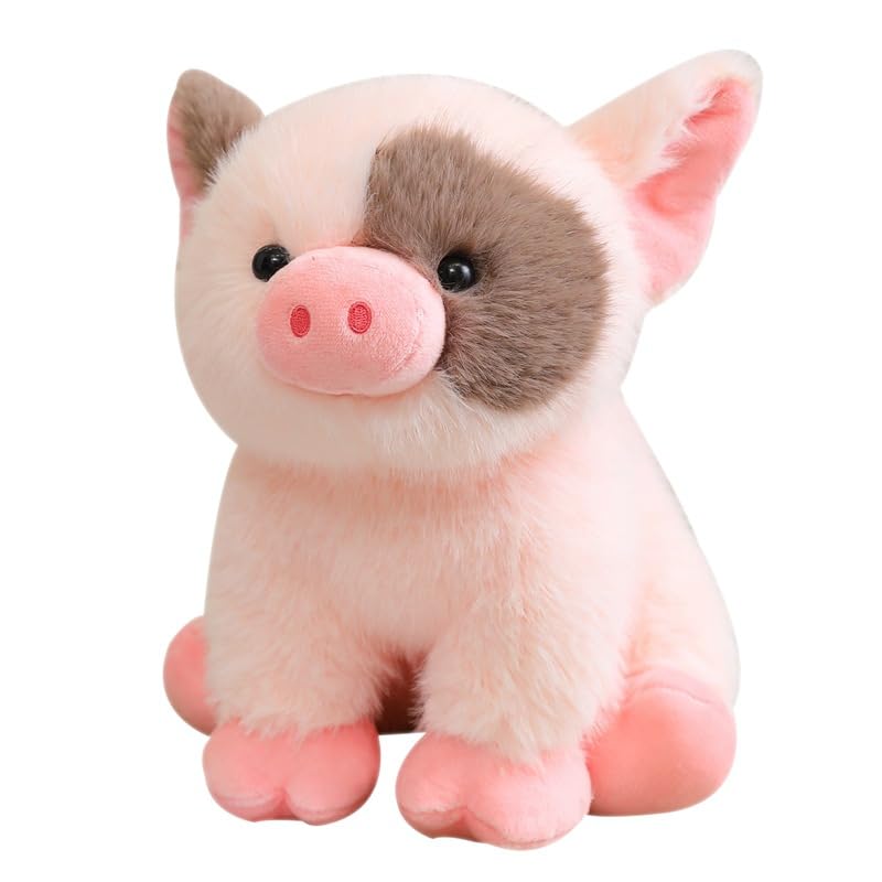 ZBELLO Cuddly Cartoon Piglet Plush Toys Fluffy Sitting Pose Piggy Doll Ultra-Soft Plush Pig Animal Warm Cozy Children Companion Lovely Gift (Pink,20cm)