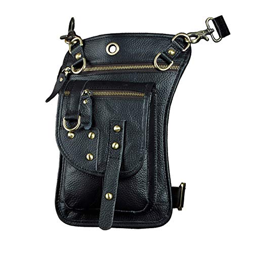 Le'aokuu Hombres de moda bolso al aire libre Cinturón bolso de la cintura Paquete de la cintura de Fanny Bolso de la pierna de la gota Bolso del mensajero del zurriago 2141 (2141 negro)