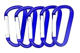 OnDepot.com 2.25" Blue Color D Shape Spring-Loaded Aluminum Carabiner Belt Clip Key Chain - Pack of