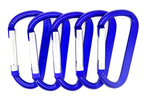 Ondepot.com 2.25" Blue Color D Shape Spring-Loaded Aluminum Carabiner Belt Clip Key Chain - Pack Of 100 Pcs #TOP8