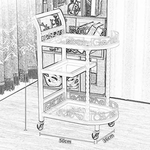 Carrito de madera y metal de 3 estantes para servicio de té en hoteles de lujo 4