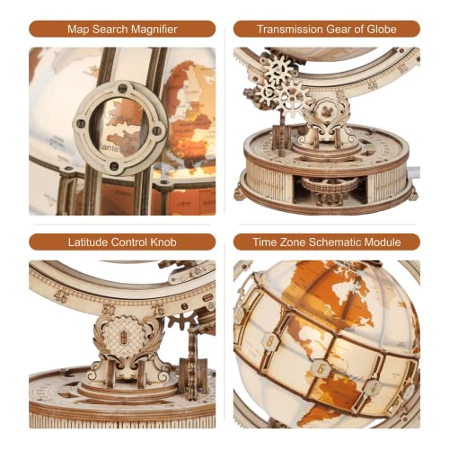 3D Wooden Puzzles Globe Model Kit For Adults To Build Rokr 3D Puzzles Night Light Desk Display Toy Unique Gift For Birthday/Anniversay #TOP6