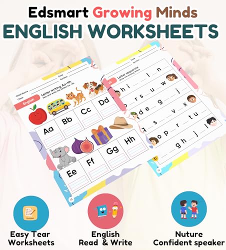 Image of Edsmart Senior KG Worksheets for CBSE | 3 book Combo for English and Phonics, Math worksheets and EVS | Pre-primary worksheets for LKG (Edsmart Growing Minds)