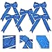 Healifty 5Pcs Christmas Glittering Ribbon Bow Gift Knot Ribbon Ornaments Christmas Tree Presents Decoration(Blue)