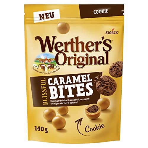 Werther’s Original Blissful Caramel Bites Cookie - Knackiger Schokokeks umhüllt von sanft-cremigem Werther’s Karamell - 1 x 140g Cover