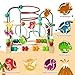 edutree Wooden Bead Maze Roller Coaster Toys for Toddlers, Dinosaur Colorful Shape Montessori Toys for 2-3 Year Old, Educational Learning Counting Toy for Baby Kids, Gift for Girls Boys