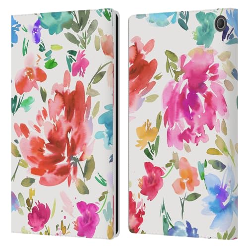 Étui portefeuille en cuir Ninola pour Amazon Fire Max 11 2023 à fleurs