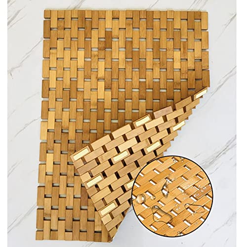 Alfombrilla de baño de bambú con base de madera premium para spa 4