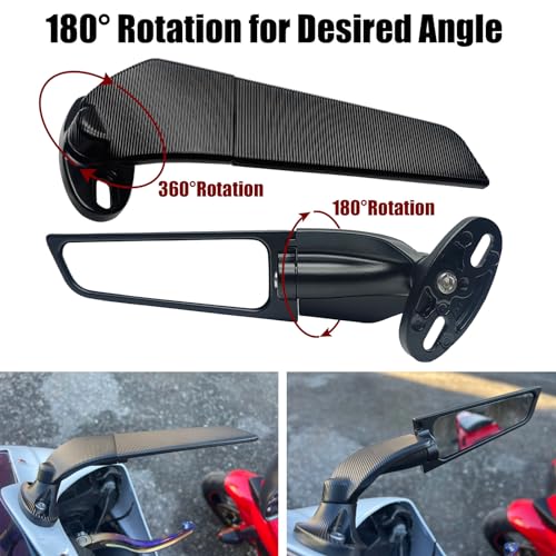 Image of Large Size Motorcycle Mirrors Stealth Wind Wing Side Rearview Mirrors Compatible With 2025 Kawasaki Ninja 500 Ninja 650 Ninja 400 300 2025 ZX6R ZX10R ZX4RR ZX14R GSXR 1000 600 750