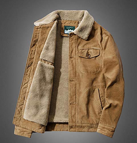 Image of chouyatou Men's Casual Thicked Sherpa Lined Button Front Corduroy Trucker Jacket