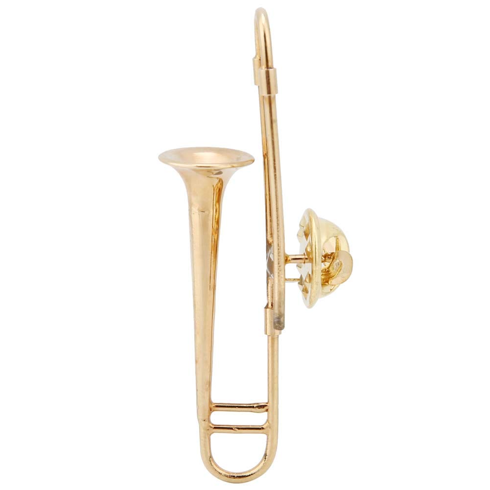 Broszka z instrumentem muzycznym – mini unikalna pozłacana broszka z instrumentem muzycznym, dekoracja prezentowa z wykwintnym pudełkiem na prezent na ślub (puzon)