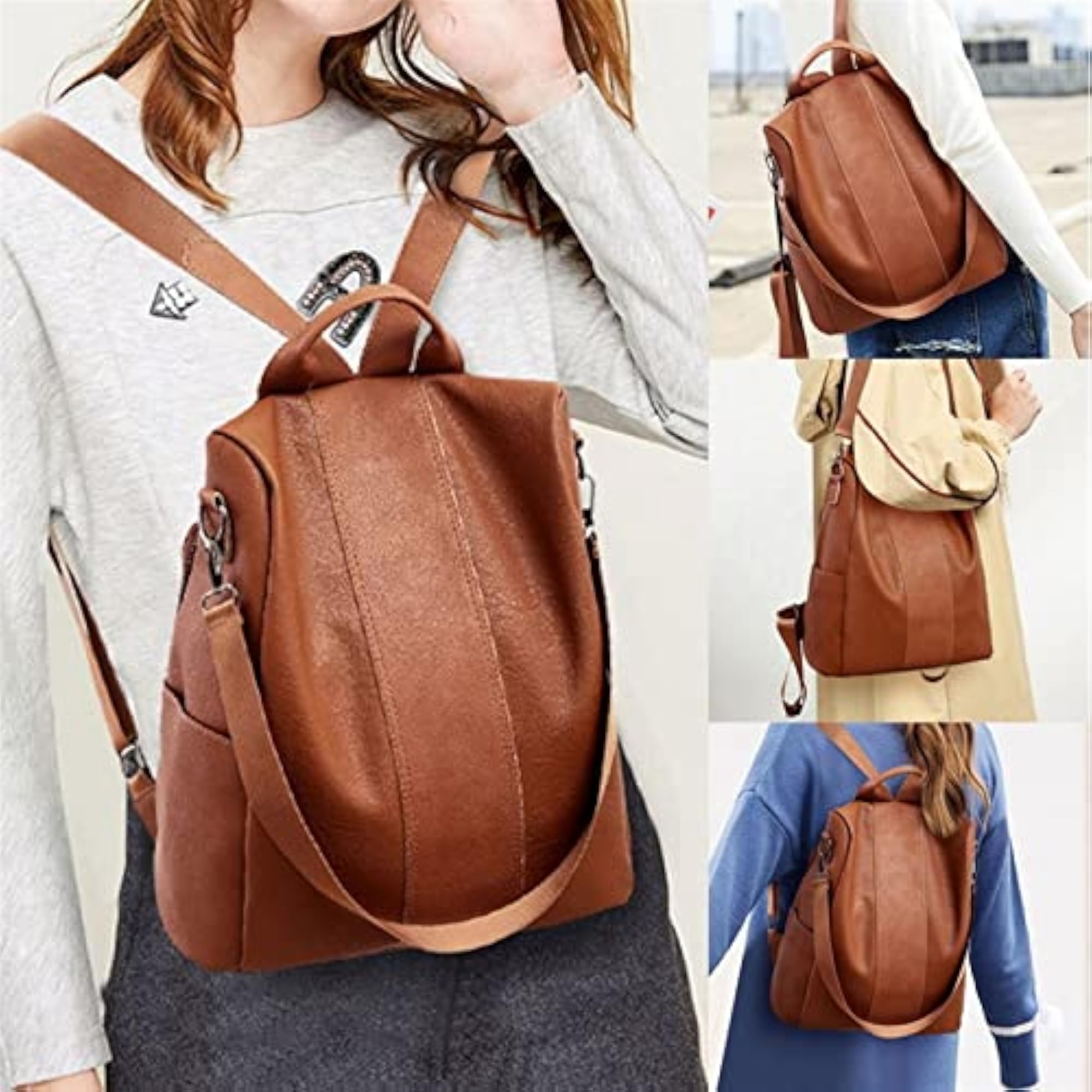 Vintage Leather Anti-theft Shoulder Bag, High Capacity