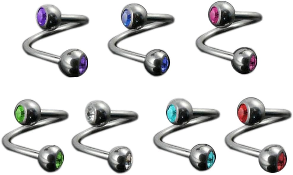 Thenice 7 Pcs 1.2mm Mens Eyebrow Nose Earrings Ear Bone S-shaped Loop