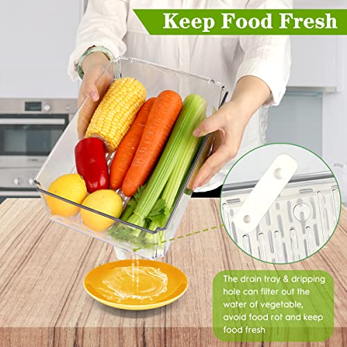 8 Pack Fridge Organizer with Egg Holder, PBA-Free Refrigerator Organizer Bins with Lids, Stackable Plastic Pantry Organizer Bins for Kitchen, Countertops, Cabinets, Fridge, Fruits, Vegetable, Cereals - Thumbnail 5