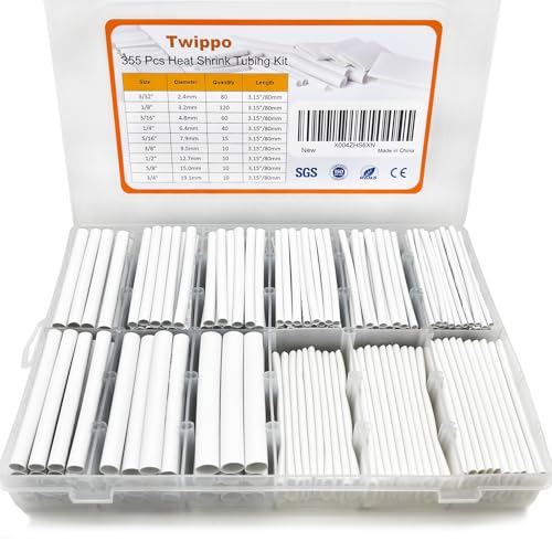 Twippo Heat Shrink Tubing Kit 355pcs - 3:1 Adhesive Lined - Electrical Waterproof Industrial Heat Shrink Terminal Connectors - Marine Grade Wire Connector Shrink Wrap Tube - 3.15