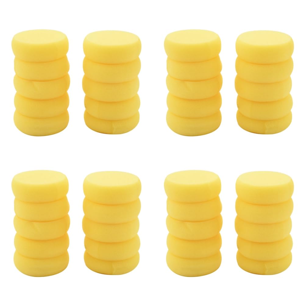 Jnchdghwa 40Pcs Round Synthetic Artist Paint Sponge Craft Sponges for Painting Pottery Watercolor Art Sponges Yellow 2.75Inch