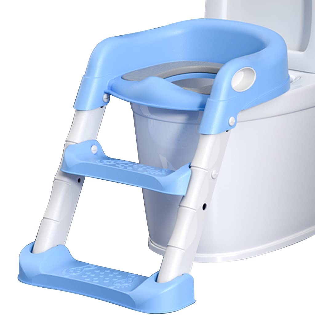 Potty with Ladder Steps Collapsible Potty Training Seat for Boys and Girls Adjustable Potty Chair with Splash Guard