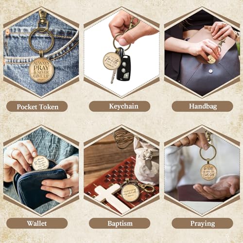 Image of Fumete Christian Keychain Bulk Bible Verse Religious Key Chains Scripture Quote Positive Gift for Women Men Church Pastor