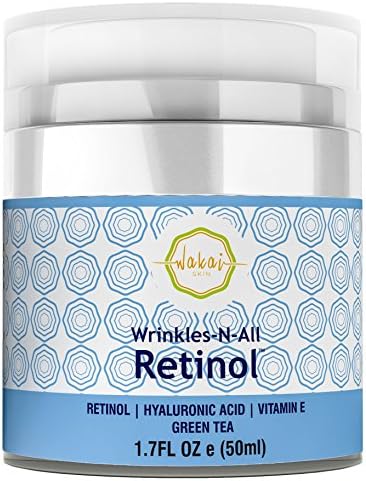 Wrinkles-N-All Retinol Moisturizer Cream For Men & Women By Wakai Skin | Anti Aging Facial Moisturizing Cream With Hyaluronic Acid, Green Tea & Vitamin E | Soothing & Firming Hydration | 50ml