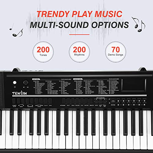 Tenb 61 Keys Electronic Keyboard Portable, Educational Standard Piano Keys,Include A Music Stand, Usb Cable,Microphone,Built-In Lithium Battery,Full-Size Keys For Beginners #TOP3