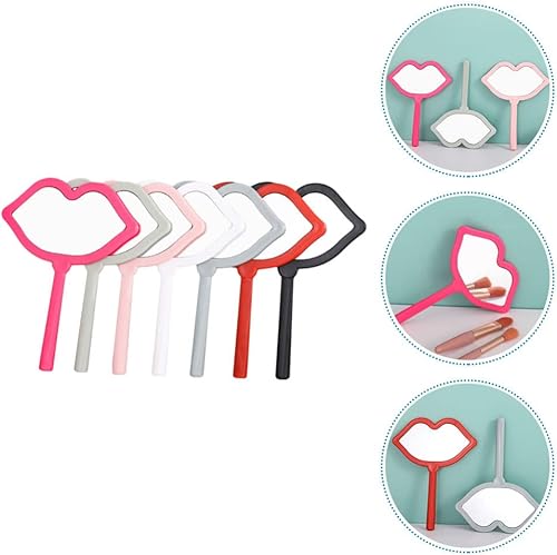 Miniatura 9 de Beavorty Espejo de maquillaje de viaje, 7 piezas, espejos cosméticos de mano, espejo de maquillaje en forma de labio, espejo de escritorio para el