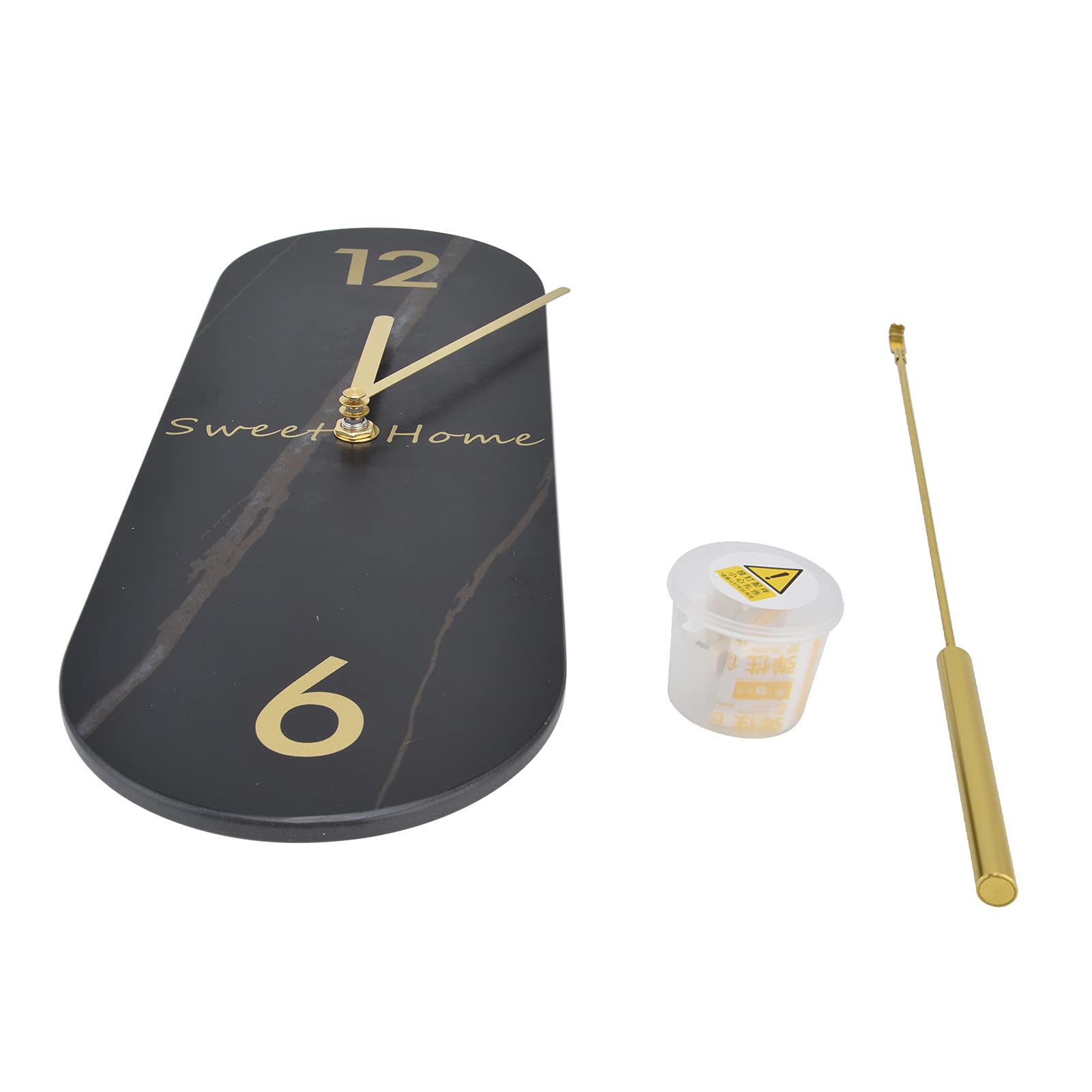 Moderne Marmor-Wanduhr – 18 Zoll Große, Lautlose Quarzuhr mit Messingzeigern und Aluminium für Wohnzimmer, Schlafzimmer, Café-Dekoration – (Black)