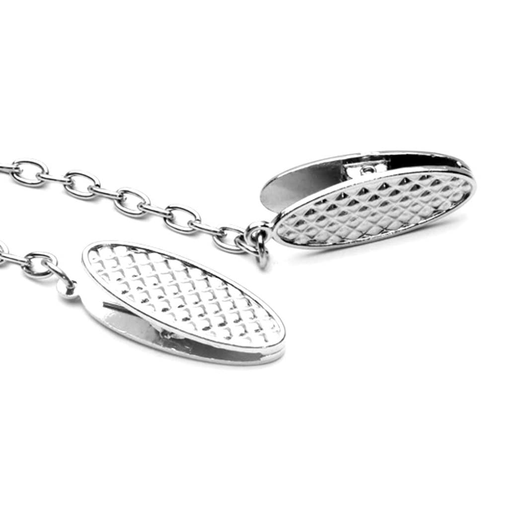 4 Clip Per Tovaglioli Con Catena - Bavaglino Per Adulti E Bambini | Argento, Acciaio Inox | Anti-Macchia - Foto 5