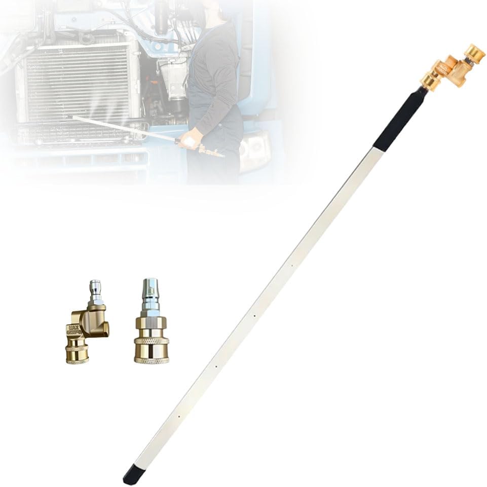 Radiator Cleaning Wand, 2025 Stainless Steel 24'' Portable Radiator Cleaning Tool, 4500 PSI Radiator Flush and Cleaner Tool, Radiator Pressure Washer Tool for Household Cars, Trucks, RV (No switch)