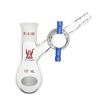10ml Pear-Shape Schlenk Flask with 14/20 Joint and 2mm PTFE Stopcock, Borosilicate Glass Schlenk Reaction Flask, Lab Glassware