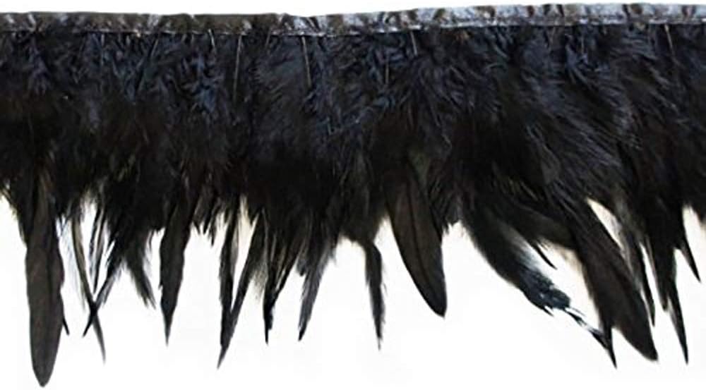 DU01 Black Duck Feather Fringe 4.5 inches/w- appx 2 Meters