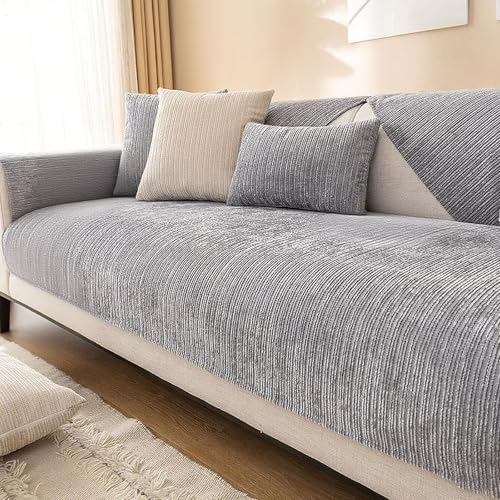 Edumov Sofa Überzug rutschfeste, Universal Sofaschoner 1 2 3 4 Sitzer, Waschbar Sofabezug Sofaüberwurf, Weiche Couchüberzug Überwurfdecken für L Form U Form Sektionssofa(Grau, 70x70cm)
