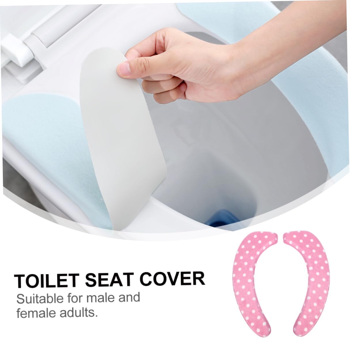 Balacoo 2-Pack Self-Adhesive Coral Fleece Toilet Seat Covers Non-Slip Cushion Pads for Potty Training and Home Use Soft and Comfortable Toilet Seat Mats