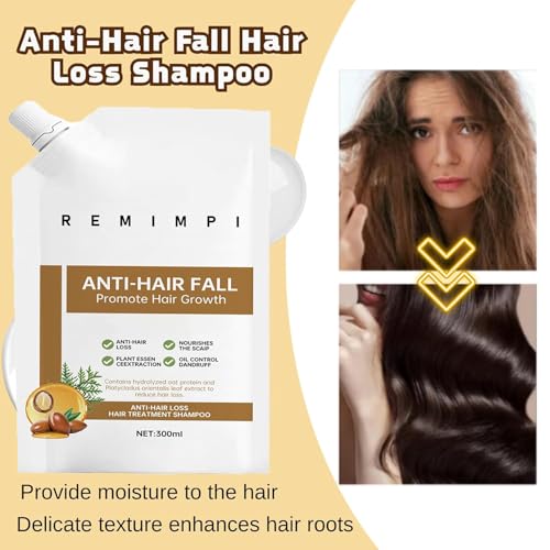 Image of Anti Hair Loss Shampoo,Remimpi Anti Hair Fall,Promote Hair Growth and Thickening & Strengthening Shampoo with Various Plant Extracts for All Hair Types (2PCS)