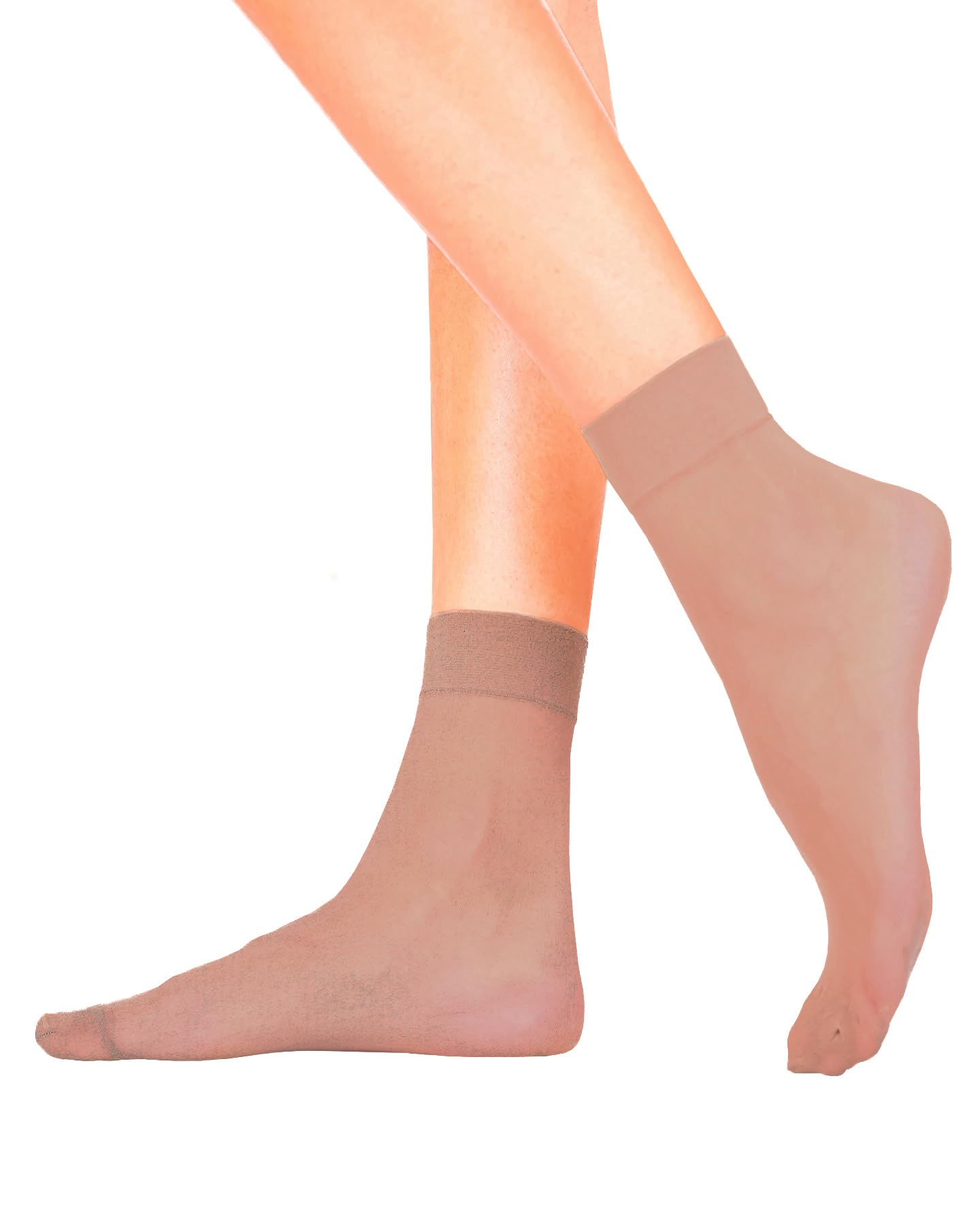 Lady Sofia Women's Beige 4 Pairs Emma Sheer Ankle High Pop Socks Glossy Finish 20 Denier (Beige)