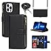 Jaorty Compatible with iPhone 13 Pro Max Wallet Case,[9 Card Slots] Removable Adjustable Crossbody Necklace Lanyard Shoulder Strap Zipper Magnetic Leather Case for iPhone 13 Pro Max,6.7 inch Black
