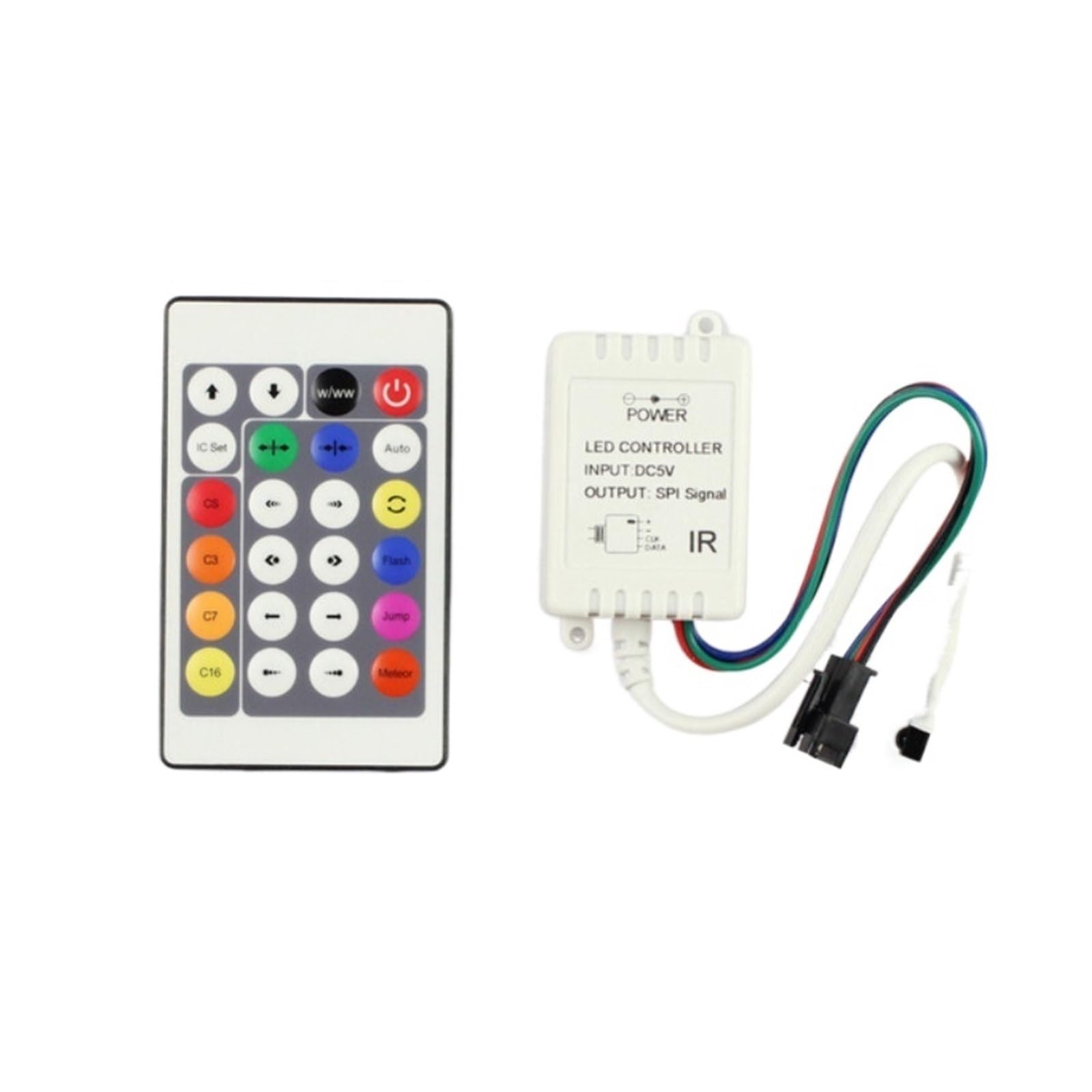 Contrôleur RGB fantôme LED 5V télécommande 24 touches bande lumineuse 1903 2811IC